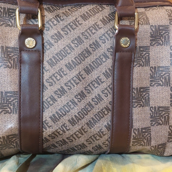 Steve Madden Brown and Tan Logo Briefcase - Picture 4 of 7